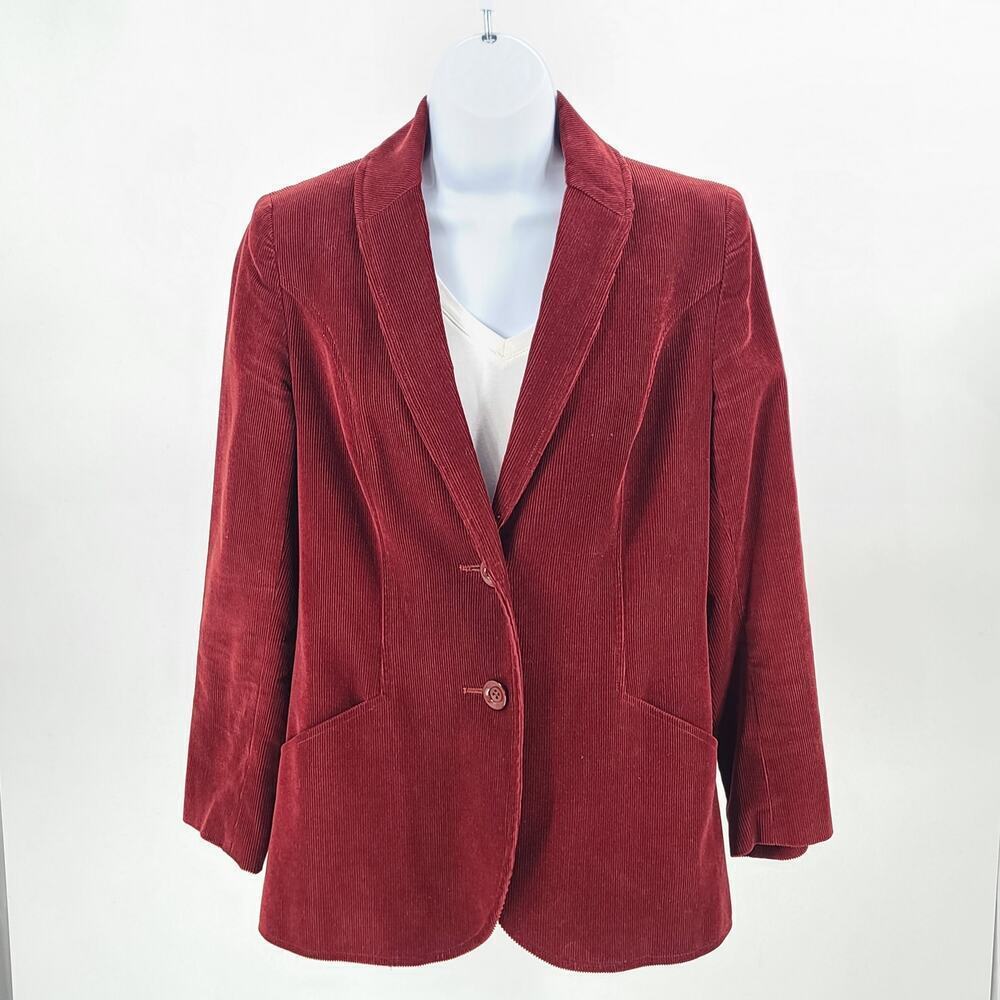 St Michael Vintage women's corduroy Red Blazer Large 80's Office Career church